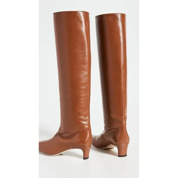 Staud Wally Knee High Leather Boots Tan Brown Womens Size 36 - Picture 5 of 13